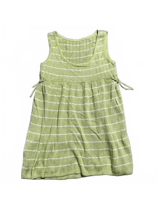 American Vintage Dresses & Skirts - Y2K Vintage Knit Light Green Stripped Baby Doll Dress Size S